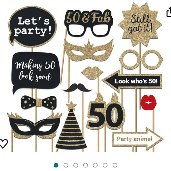 50th Birthday Photo Booth Props/wall decor - Set of 30 - Picture 2 of 7